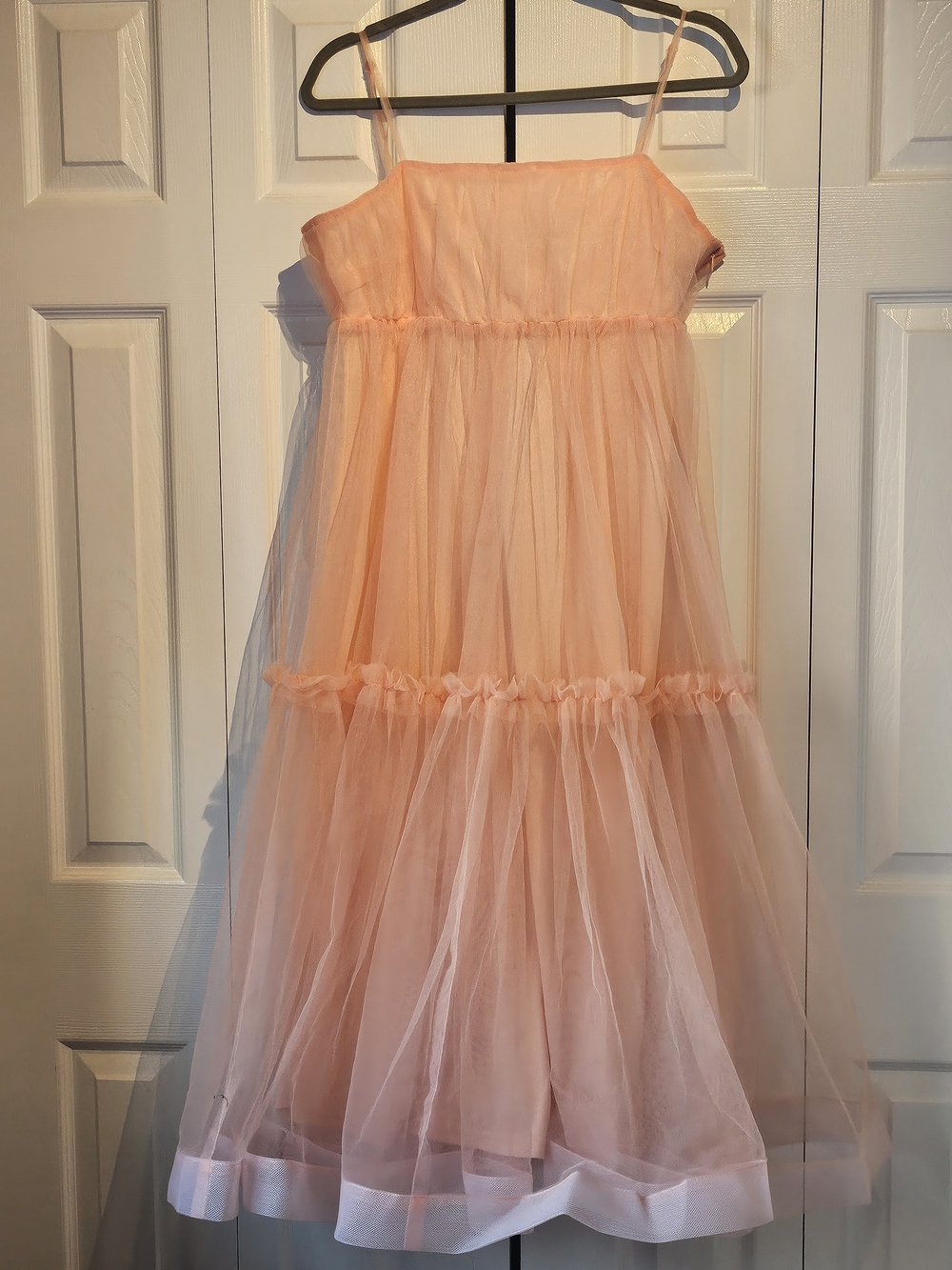 Peach Tulle Dress With Straps